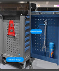 Heavy Duty Rolling Tool Cart With Seven Drawers And Wheels A Workhorse For Garage And Workshop Self Locking Anti Tip Cabinet Keeps Tools Safe Large Capacity Tool Box Organizer For Warehouse And More, steel side door and suspension panel