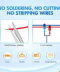 Comparison of traditional wiring and new T tap connector method for 360 Piece T Tap Wire Connectors Self Stripping Quick Splice Kit