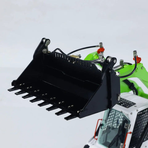 Badass Hella Smooth Large Scale RC Hydraulic Skid Steer Loader Ready To Run Remote Control Crawler Truck metal hydraulic bucket close-up