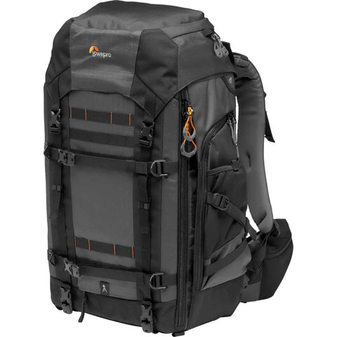 Pro Trekker BP 550 AW II 40L Camera Backpack in gray, rugged design with cushioned shoulders, padded waist belt, and customizable dividers.