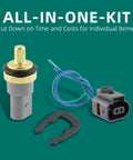 Premium Grade Engine Coolant Temp Sensor Replacement OEM 06A919501 straight swap kit with connector and tools.