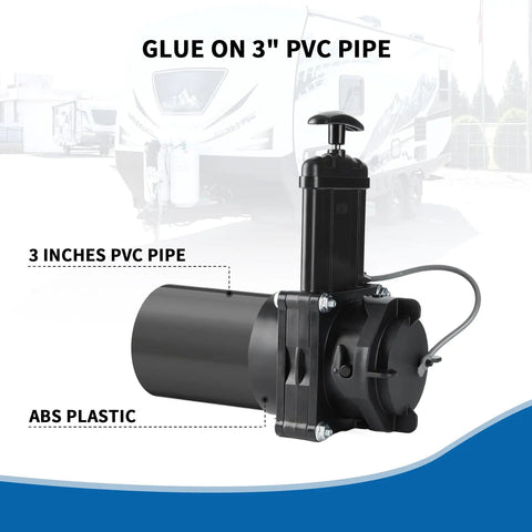 RV Gate Valve 3 Inch Hub To 3 Inch Lug With Cap Glue On 3 Inch PVC Sewer Pipe Black UV Resistant Plastic 1 Pack