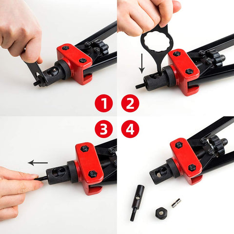 Step by step use of 14 Inch Hand Rivet Nut Tool Set With 7 Interchangeable Mandrels for M6 M8 M10 and SAE projects
