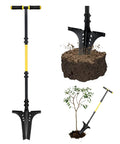 Long Handle Garden Shovel For Digging And Root Cutting With Serrated Blade And Comfortable Grip Forged Steel Construction