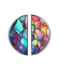 Two Pack Iridescent Stained Glass Mosaic Cabinet Handles That Look Dope For Kitchen And Bathroom Vanity Dresser Semicircle Drawer Pulls