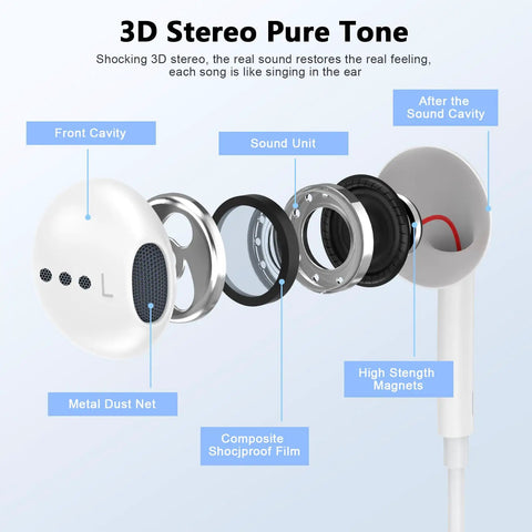 Two Pack USB C Earbuds With Microphone And Remote Control Noise Cancelling Wired Headphones Type C Earphones For iPhone 17 16 15 Pro Max iPad Pro Galaxy S25 S24 Ultra Pixel 9