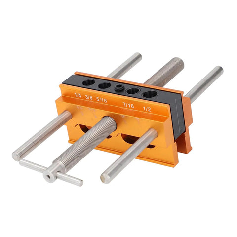 Self Centering Dowel Jig For Boss Level Hole Alignment In Woodworking, Sizes 1/4 3/8 5/16 7/16 or ", Drill Guide With 6 Bushings