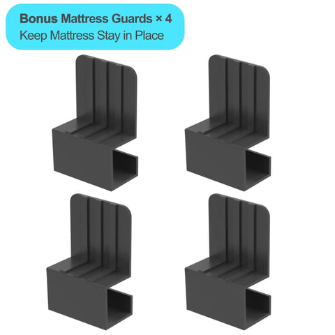 Bonus mattress guards for Bulletproof King Bed Frame With 10 Inch Height to secure mattress in place, set of 4 pieces.