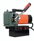 Compact Horizontal Magnetic Drill Press For Tight Spaces with a heavy duty industrial base, suitable for steel drilling.