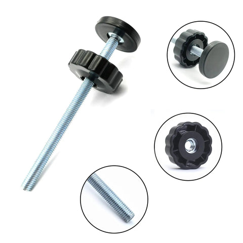Heavy Duty Baby Gate Extender 4 Pack Black Includes Extra Long M8 Screw Bolts And Wall Protectors For Dog Pet Safety Gates, black hardware and screw details.