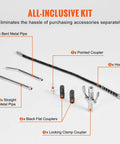 6000 PSI Air Powered Grease Gun For Heavy Duty Lubrication, 14 Oz Load, showing accessories including hoses and couplers