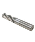 Rannb roughing end mill, side view, 4-flute HSS cutter, 5/8 in dia with 5/8 in shank