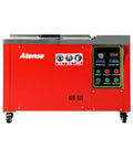 Heavy-Duty 12 Gallon Ultrasonic Cleaner With Digital Heater Timer, Top Shelf Stainless Steel Tank in red with control panel.