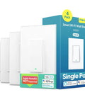 Smart WiFi Light Switch Single Pole 4 Pack Compatible With Alexa Google Assistant And SmartThings Needs Neutral Wire Remote Control And Scheduling No Hub Needed 2.4G Only, shown with packaging