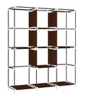 Portable Closet Wardrobe With 50 Inch Steel Frame And Non Woven Fabric Cover Four Hanging Rods And Four Storage Shelves Easy Assembly Brown Space Saver Organizer For Clothes And Gear