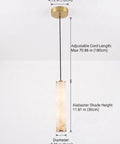 Omgomne Natural Spanish Alabaster Pendant Light 11.8 inch with brass canopy and adjustable cord length up to 70.86 inches.