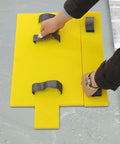 Three Piece Polyurethane Concrete Stamps Set For Outdoor Surfaces With Seamless Impression Mold being placed on cement