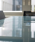 Radiant Furniture Power Center With USB, Recessed Power Strip, 2 Outlets, Type A USB Ports, in a glass conference table