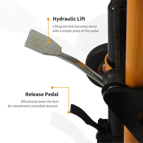 Built Tough Manual Pallet Stacker And Rolling Dolly Rig With Quick Swap Cargo Pallet Handles Hefty 440 Lbs Loads Stress Free Raises Up To Thirty Six Inches High For Easy Shop Floor Grind