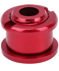 Close-up of a red CNC aluminum alloy bolt from a 10 Piece BMX Chainring Bolts Set CNC Aluminum Alloy Bolts And Nuts For Single Speed Crankset Replacement Parts Red Blue Colorful Finish For Fast Smooth Shifts And Upgrades.