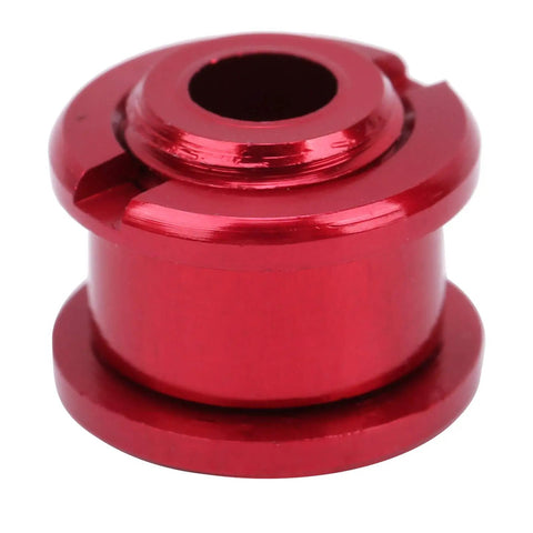 Close-up of a red CNC aluminum alloy bolt from a 10 Piece BMX Chainring Bolts Set CNC Aluminum Alloy Bolts And Nuts For Single Speed Crankset Replacement Parts Red Blue Colorful Finish For Fast Smooth Shifts And Upgrades.