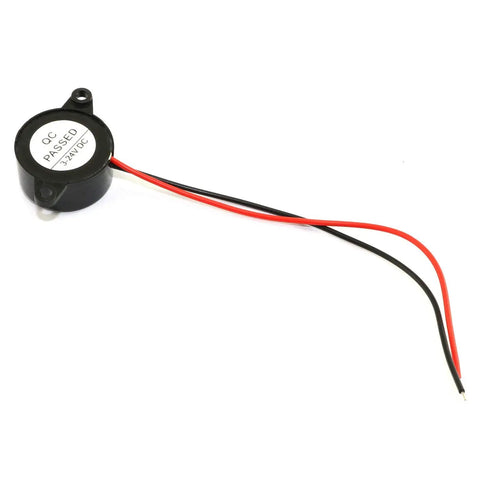 Two Pack Active Piezo Buzzer 3 To 24V DC With Lead Wire, Crazy Loud 85dB Alarm Sounder, compact 23x12mm size, black shell