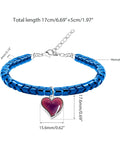 His And Hers Dope Mood Heart Hematite Bracelets Set with blue beads, heart charm, adjustable chain, hypoallergenic stainless steel.