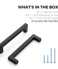 Matte Black Square Cabinet Pulls 5 Inch 30 Pack Handles for Kitchen Cabinets Drawers Cupboards and Furniture, screws included