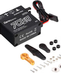 Beefy 70Kg High Torque RC Servo With 25T Arm, IP67 Waterproof Full Metal Body, 180 Degree Steering, Heavy Duty, Long Lasting Performance For 1/10, 1/8, 1/5 Scale RC Cars And Trucks, with 25T arm and cables