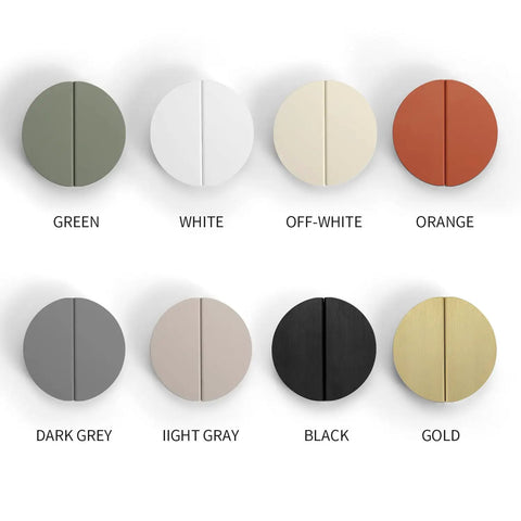 2-1/2 Inch Drawer Pulls Cabinet Handles 12 Pieces (6 Pairs) Half Round Half Moon Semicircle Knobs With Screws Aluminum Alloy in various colors.
