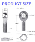 Beefy 3/4 Inch Heim Joint Rod End Kit With Heat Treated Chromoly Sleeves dimensions, including thread sizes and nut specifications.