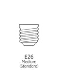 Illustration of E26 medium base for Vintage Edison Style LED Light Bulbs, 6 Watts, 60 Watt Equivalent, Cozy Retro Candle Glow.