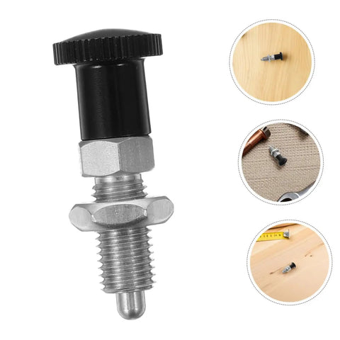 Heavy Duty Stainless Steel Reset Spring Indexing Plunger With Knockout Self Locking Grip positioned vertically for precision alignment.