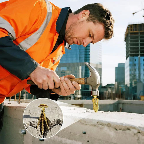 Worker using Self Drilling Drywall Anchors With Screws Kit Upgraded Heavy Duty No Drill Wall Drywall Grip Expansion Anchors Kit