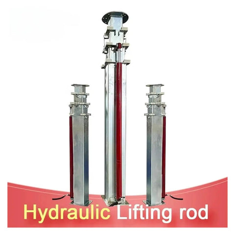 Beefy Steel Telescopic Mast Featuring Smooth Hand Crank Hydraulics For Moving Heavy Loads Up To 100Kg, with lifting rods.