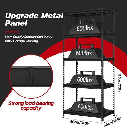 Heavy Duty Tough As Nails Garage Shelving Adjustable Metal Storage Rack Kick Ass Utility Shelf Rock Solid Multi Purpose Organizer For Kitchen Pantry Closet Rust Proof Design Black