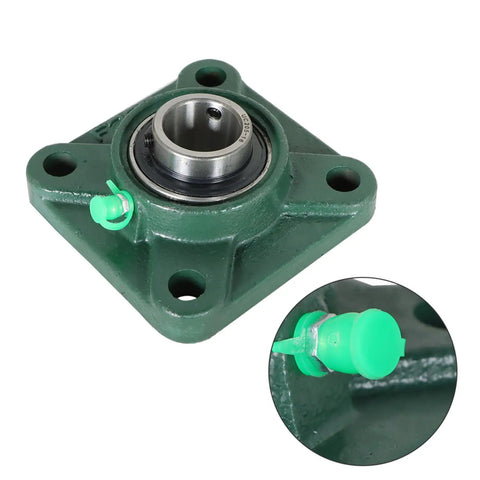 1 Inch Bore Flange Mounted Bearing Unit With 4 Bolt Base And Flanged Spherical Outer Race For Precise 1 Inch Shaft Fit, zoomed in green part