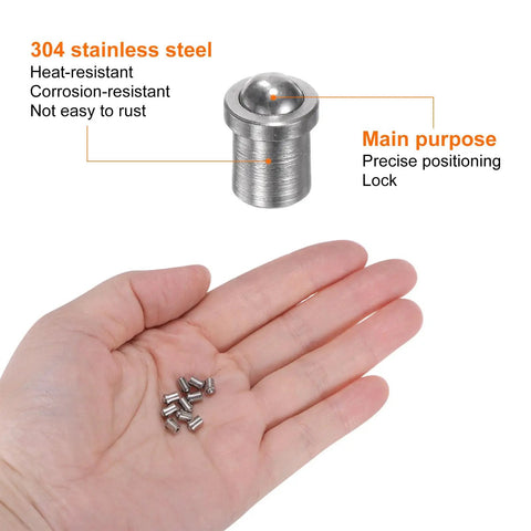 30 Piece Ball Point Spring Plungers 3MM X 4MM 304 Stainless Steel Cabinet Catch Latches in hand for precise positioning.