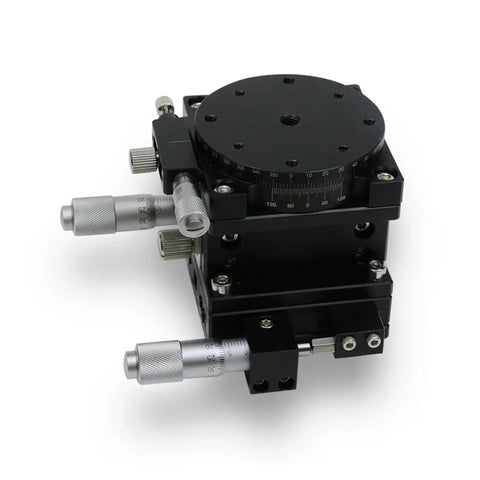 Motorized Rotary Positioning Stage With 60 Manual Displacement Table, Pro Grade Precision Lifting Slide XZR60R, angled view