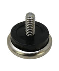 Beat The Wobble Instantly 1 1/4 Inch Round Floor Protectors With Easy Twist Screw Threads To Stabilize Tables And Chairs Heavy Duty Silver Furniture Leveling Glides Set Of Four For Home Use, close-up of one glide.