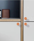 Close-up of 8 Pack Round Wooden Cabinet Knobs And Drawer Pulls, Modern Rustic Furniture Hardware With Smooth Burr Free Surfaces on cabinet
