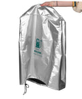 Rock Solid EV Wall Charger Cover Built To Crush Rain And UV Exposure Sleek Outdoor Shield in silver fabric, ready for installation.