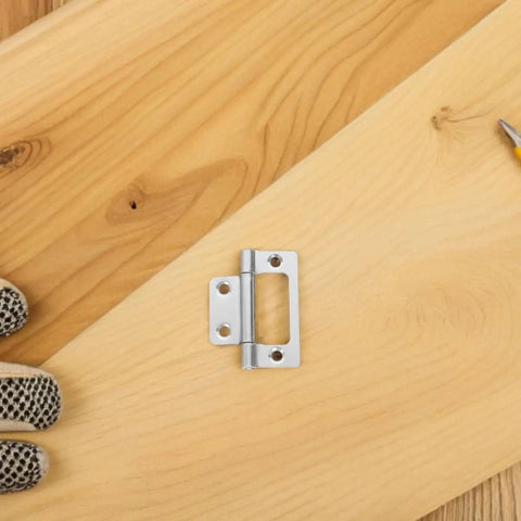 12 Piece Stainless Steel Cabinet Door Hinges Set Quiet Flush Self Closing For Wardrobe And Office Use 51x25x1.2mm hinge on wood