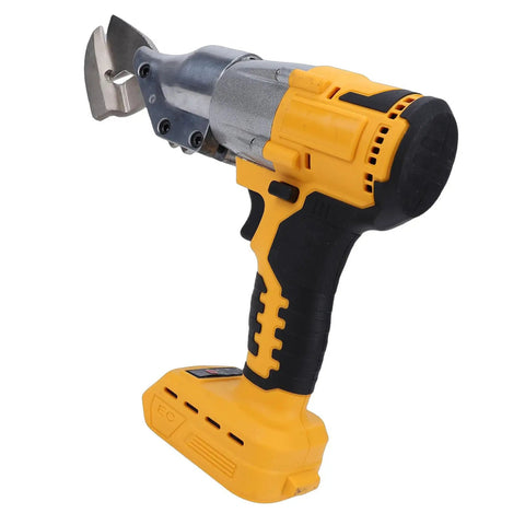 Luocute Cordless Metal Shears With Stepless Speed Control And 360 Degree Rotating Head Electric Metal Cutter featuring grip and blades for metal cutting.