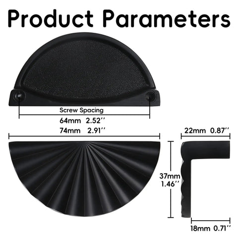 Matte Black Cabinet Pulls Two And A Half Inch Center To Center Half Moon Hardware dimensions diagram
