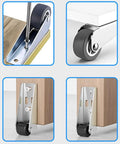 Heavy Duty Stainless Steel Swivel Caster Wheels For Sliding Doors And Furniture, Rust Resistant Flat Bottom Roller Hardware Kit showing installation.