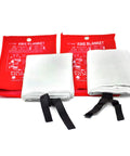 Emergency Fire Blanket Pack Of 2 For Home And Kitchen Use Woven Fiberglass With Easy Grab Tabs Chemical Free No Mess Large Size Fire Suppression Shield