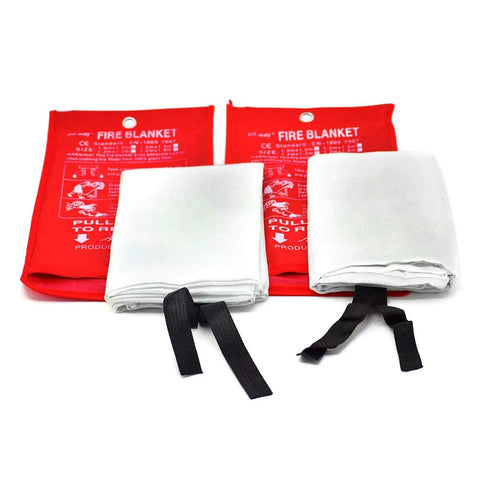 Emergency Fire Blanket Pack Of 2 For Home And Kitchen Use Woven Fiberglass With Easy Grab Tabs Chemical Free No Mess Large Size Fire Suppression Shield