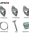 Heavy Duty Garage Door Hardware Kit With Nylon Roller Sealed Bearings Rust Resistant Galvanized Hinges And Top Bracket Plus Seven Foot Wire Rope For Seven Foot Doors Durable Long Lasting Low Maintenance