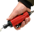 Shop Grade 1/4 Inch Pneumatic Straight Die Grinder in hand, compact tool with white polishing head for precise grinding.